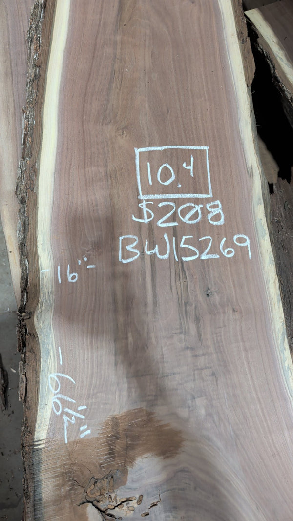 black walnut live edge slab #BW15269, detail view
