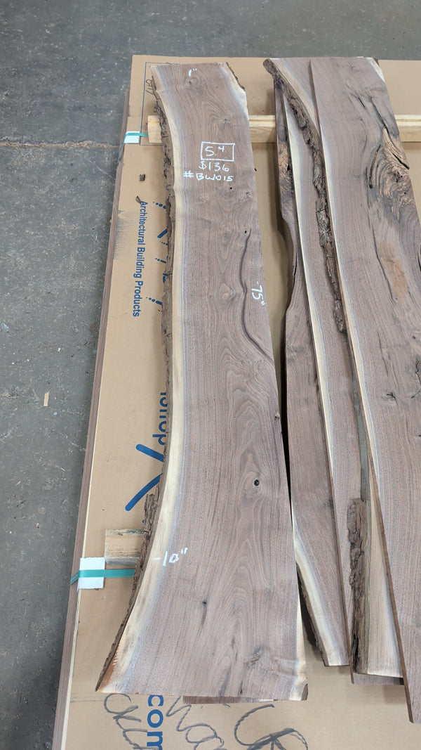 Black Walnut Live Edge Slab #BW015, 5.4 BF, 75 in. Long