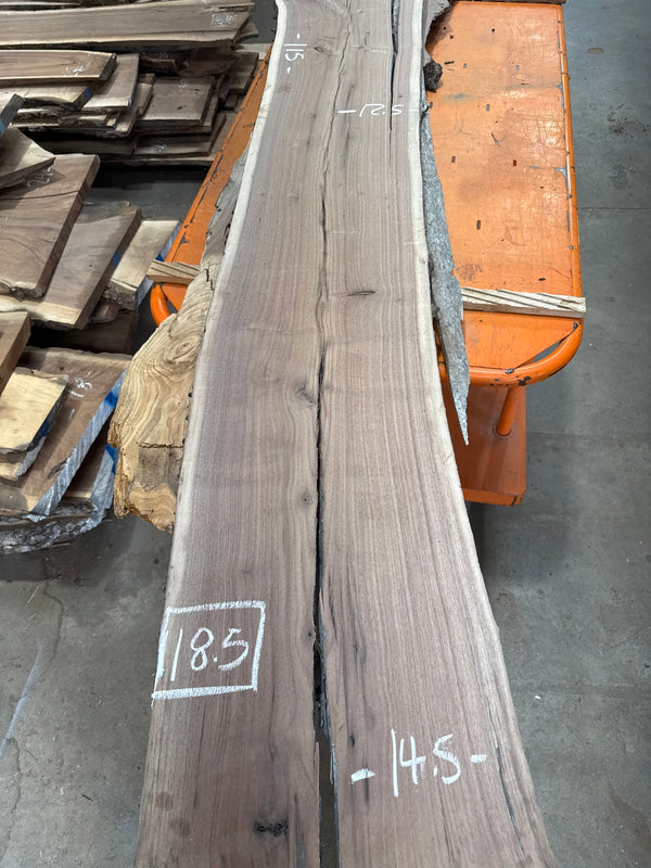 Black Walnut Live Edge Slab #BW1590 – 18.5 BF, 115" Long
