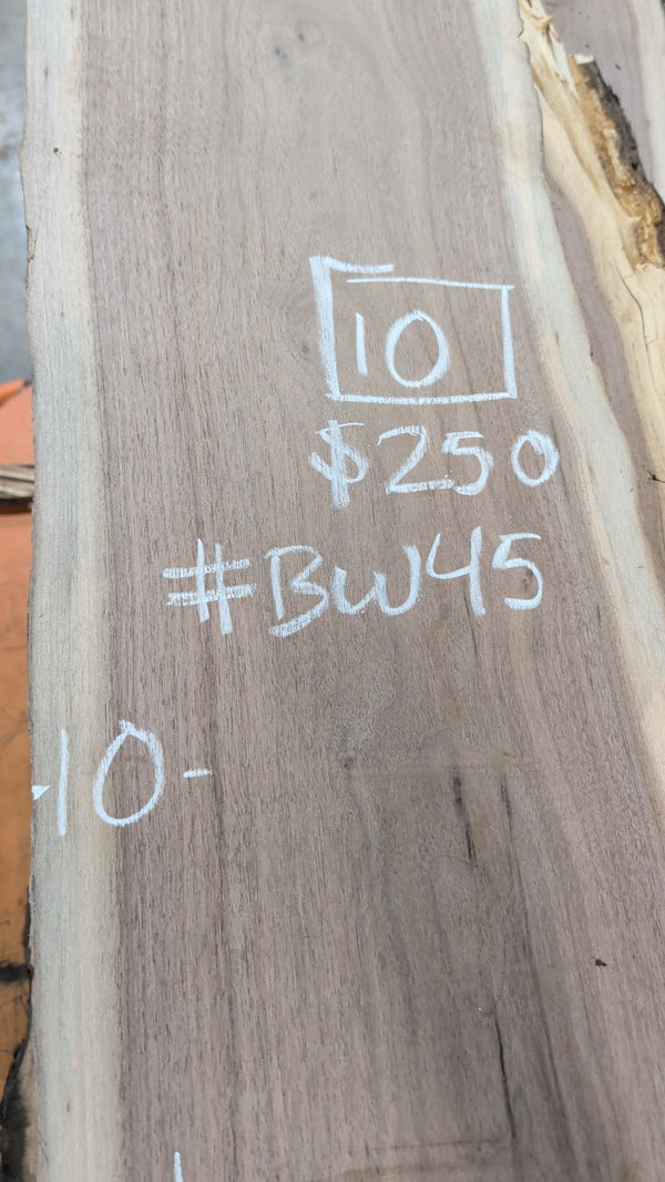 Black Walnut Live Edge Slab #BW45, 10 BF, 85 in. Long