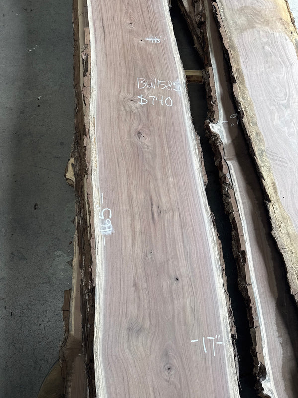 Black Walnut Live Edge Slab #BW1585 – 37 BF, 159" Long
