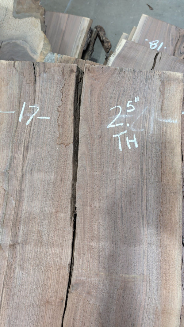 Black Walnut live edge slab #BW17780, thickness detail