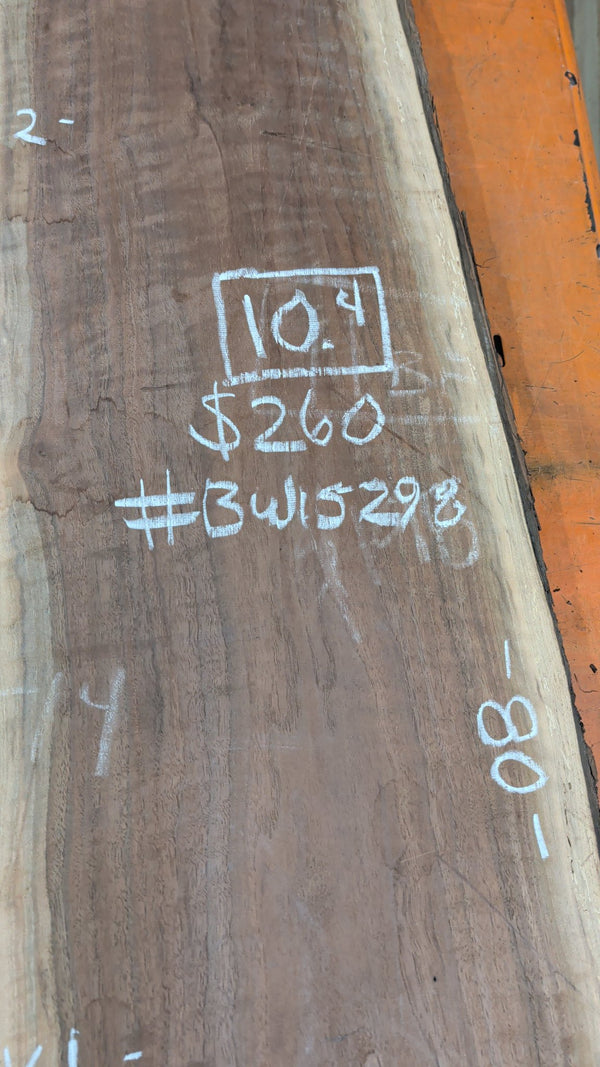 Black Walnut Live Edge Slab #BW15298, 10.4 BF, 80 in. Long