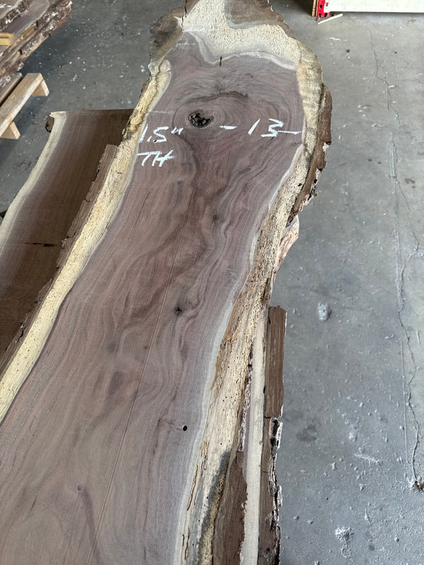 Black Walnut Live Edge Slab #BW1595 – 24 BF, 159" Long