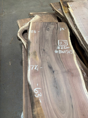 Black Walnut live edge slab #BW1515, chalk markings