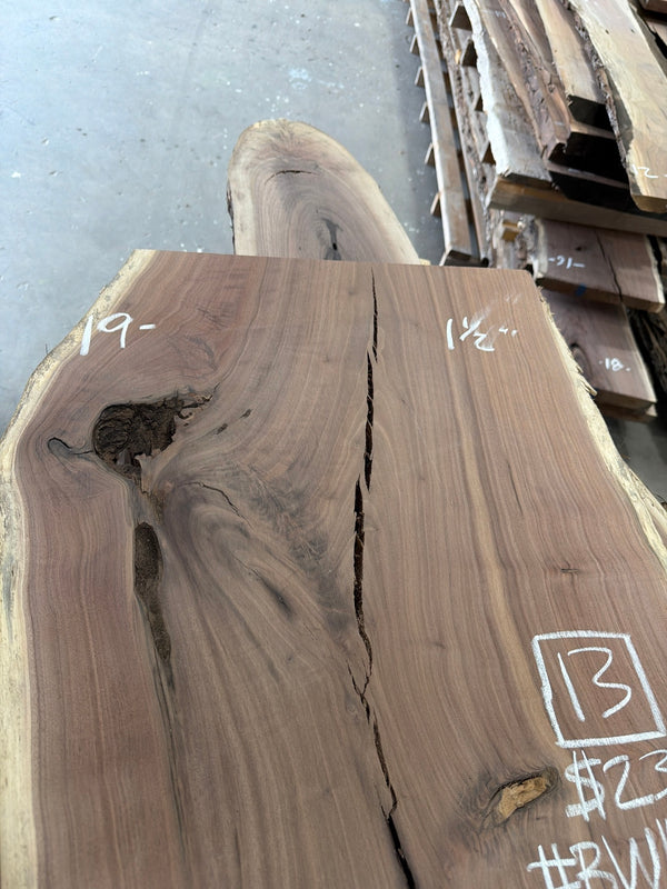 BW1505 black walnut slab, end view