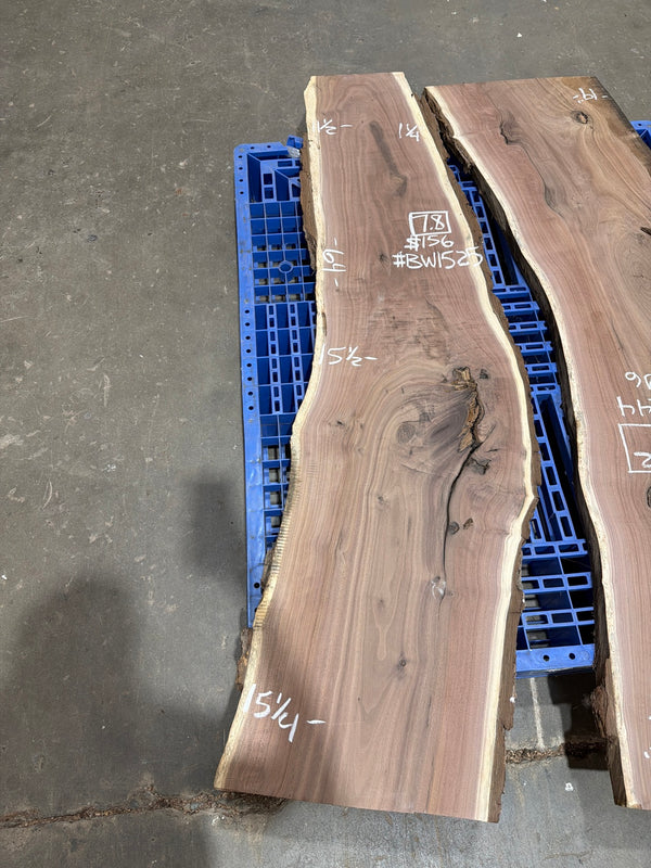 BW1525 black walnut slab, full view