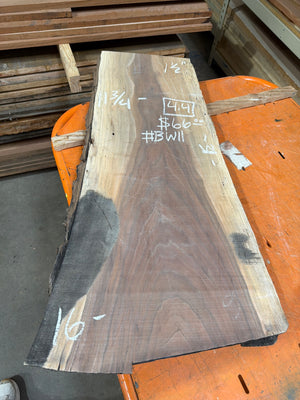 BW11 black walnut slab, full view with chalk markings