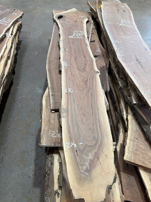 Black Walnut live edge slab #BW1516, full view