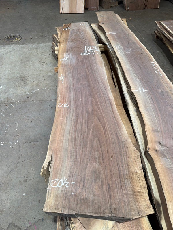 BW1717 black walnut slab, full view