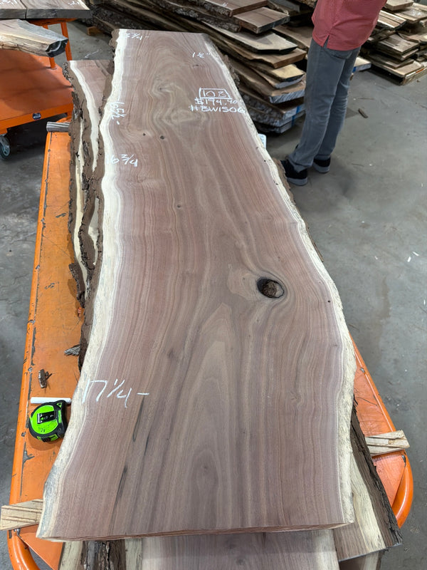 BW1506 black walnut slab, full view