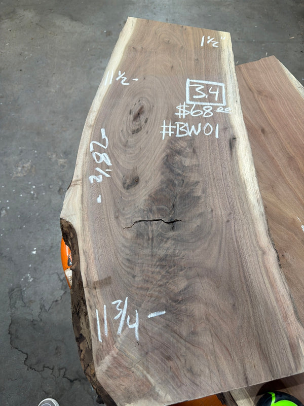 BW01 black walnut slab, full view