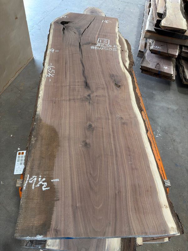 BW1505 black walnut slab, full view