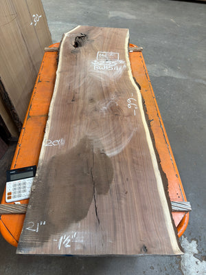 Black Walnut live edge slab #BW1511, full view