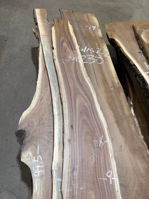 BW1301 black walnut slab, top end view