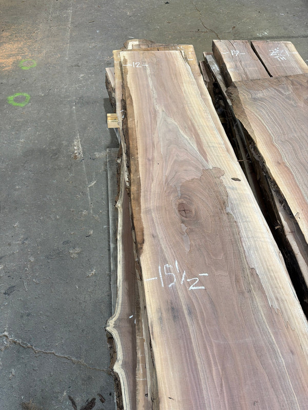 BW1719 black walnut slab, top end view