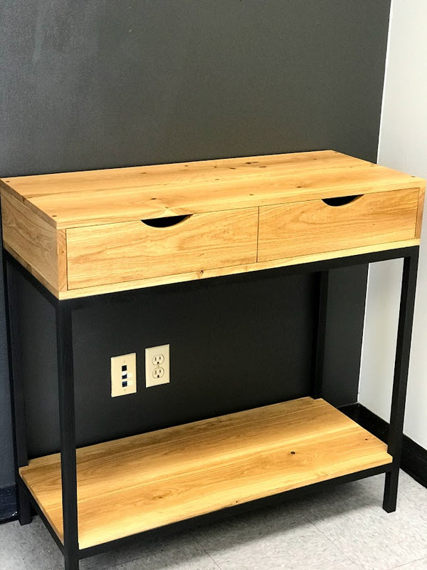 Accent credenza table- white oak with black painted oak wood legs